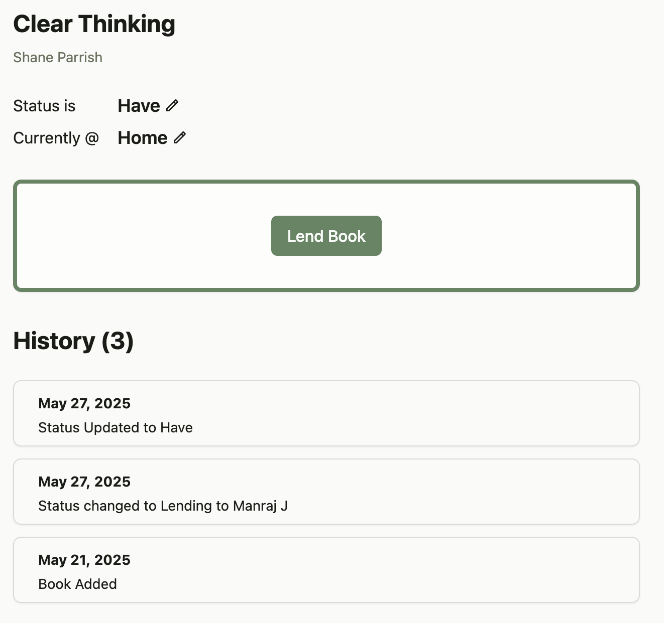 LostPage application screenshot showing book details